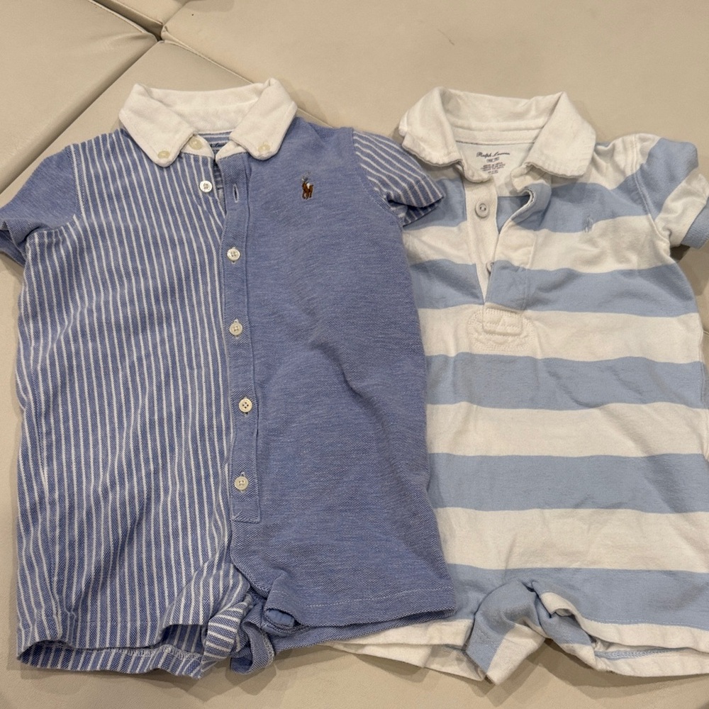 Ralph Lauren Polo Set of 2 Shirt Rompers 9m